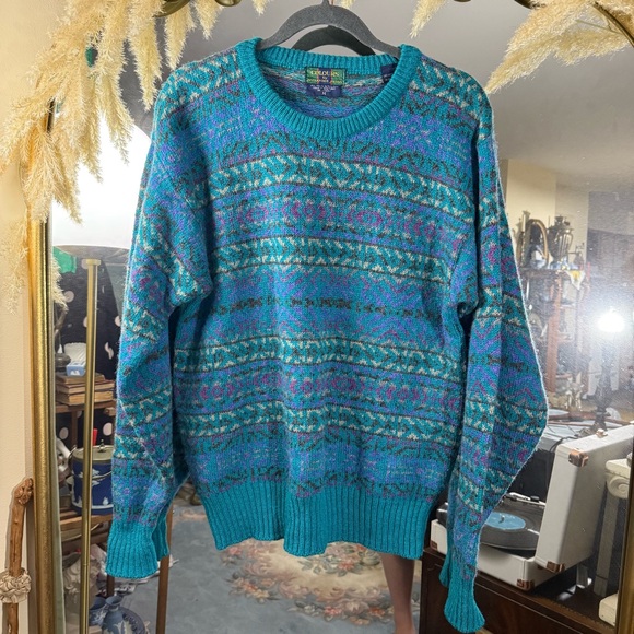Alexander Julian Other - Colours by Alexander Julian Men’s Vintage Blue Green Teal Knit WOOL Sweater